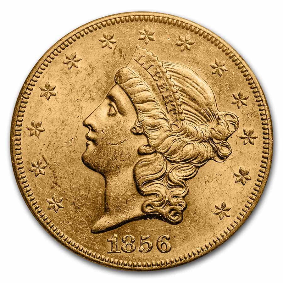 1856-S $20 Liberty Gold SS Central America AU-58 PCGS (No Serif)