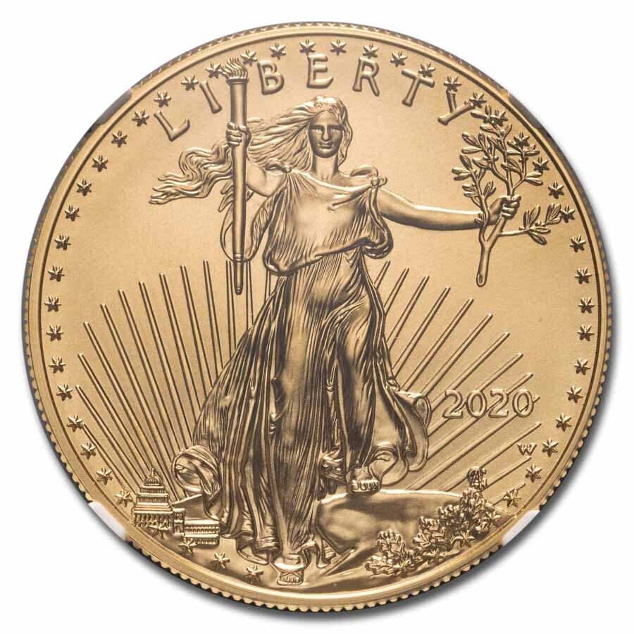 2020-W 1 oz Burnished Gold Eagle MS-70 NGC (First Releases)