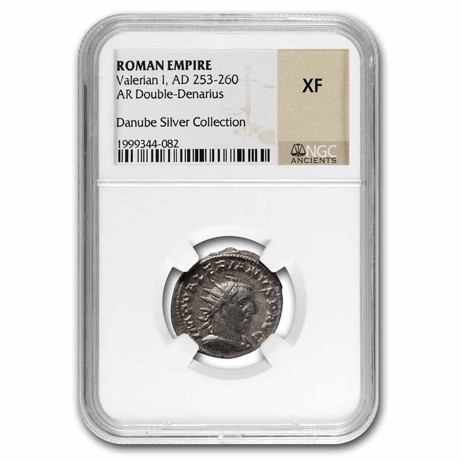 Roman Empire AR Dbl Denarius Valerian I (253-260 AD) XF NGC