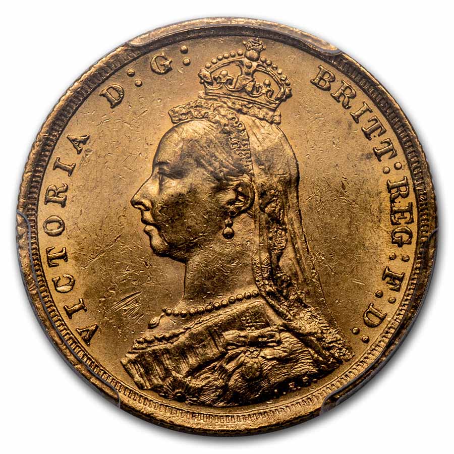 1889-S Australia Gold Sovereign Victoria Jubilee MS-61 PCGS