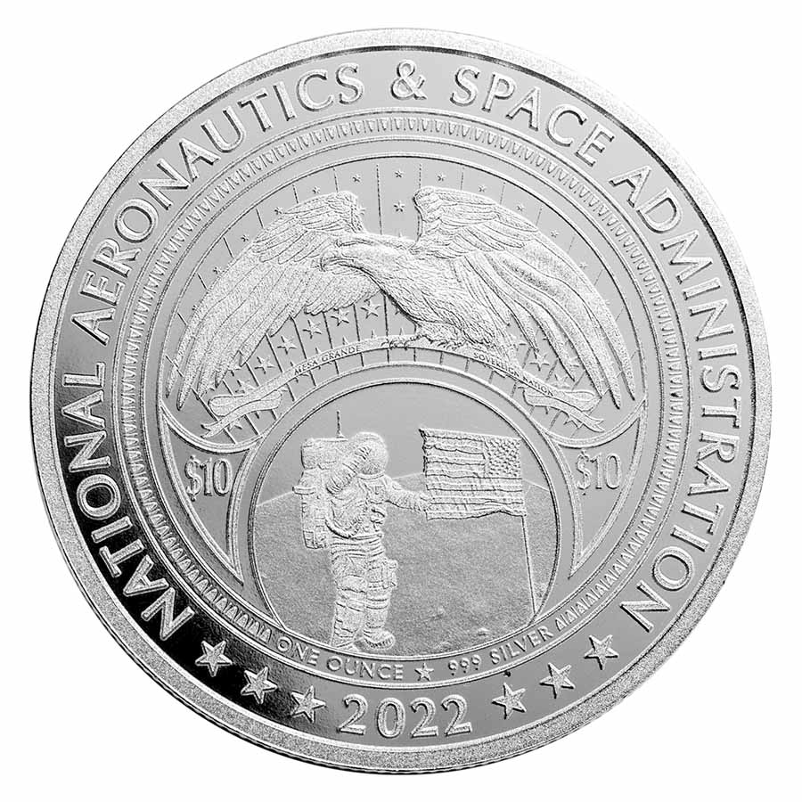 2022 Mesa Grande 1 oz Silver $10 NASA Meatball Logo BU