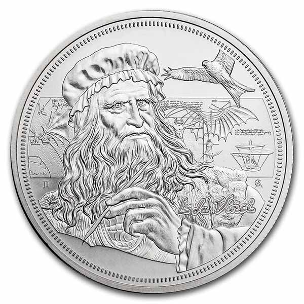 2021 Niue 1 oz Silver Icons of Inspiration: da Vinci BU