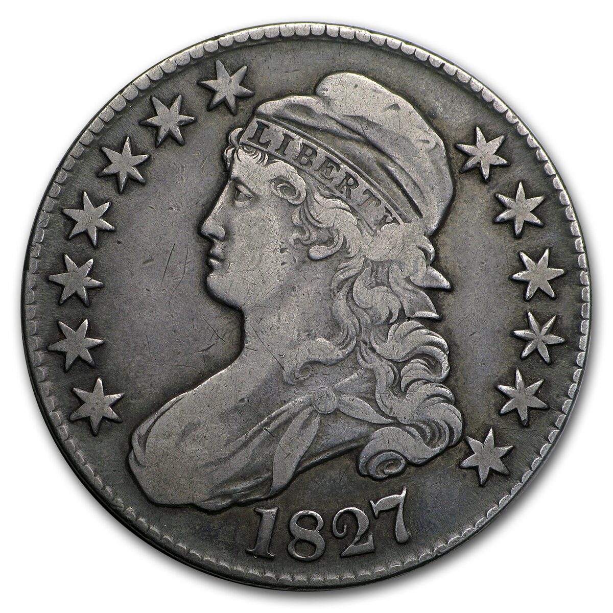 1827 Bust Half Dollar Fine (Square Base 2)