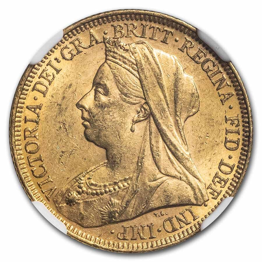 1896-M Australia Gold Sovereign Victoria Veiled Head MS-62 NGC