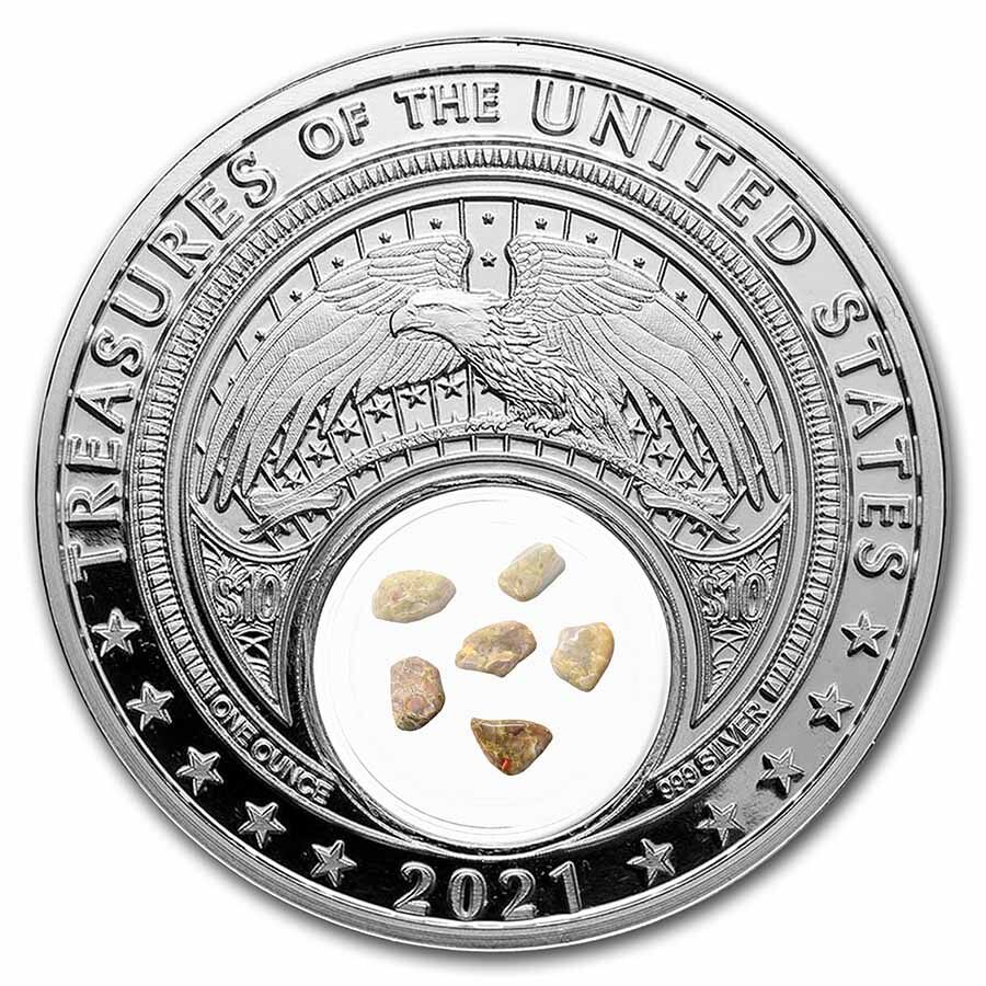 2021 1 oz Ag Treasures of the U.S. Kansas Coprolite (Colorized)