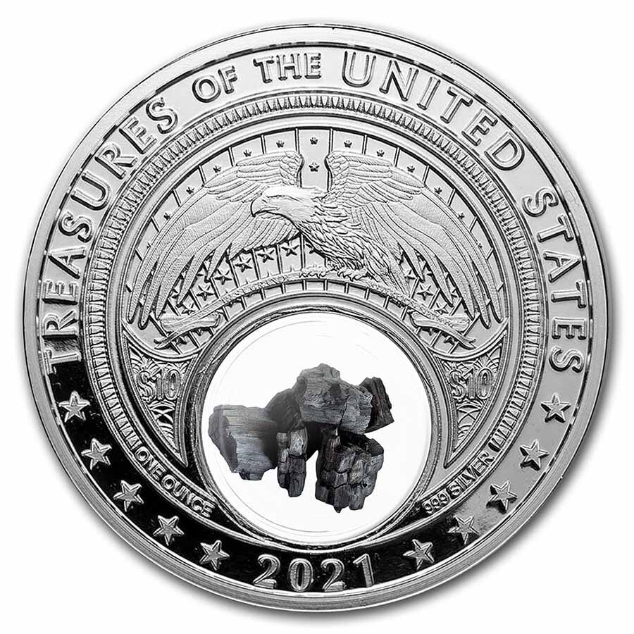 2021 1 oz Ag Treasures of the U.S. Kentucky Charred Oak (Color)