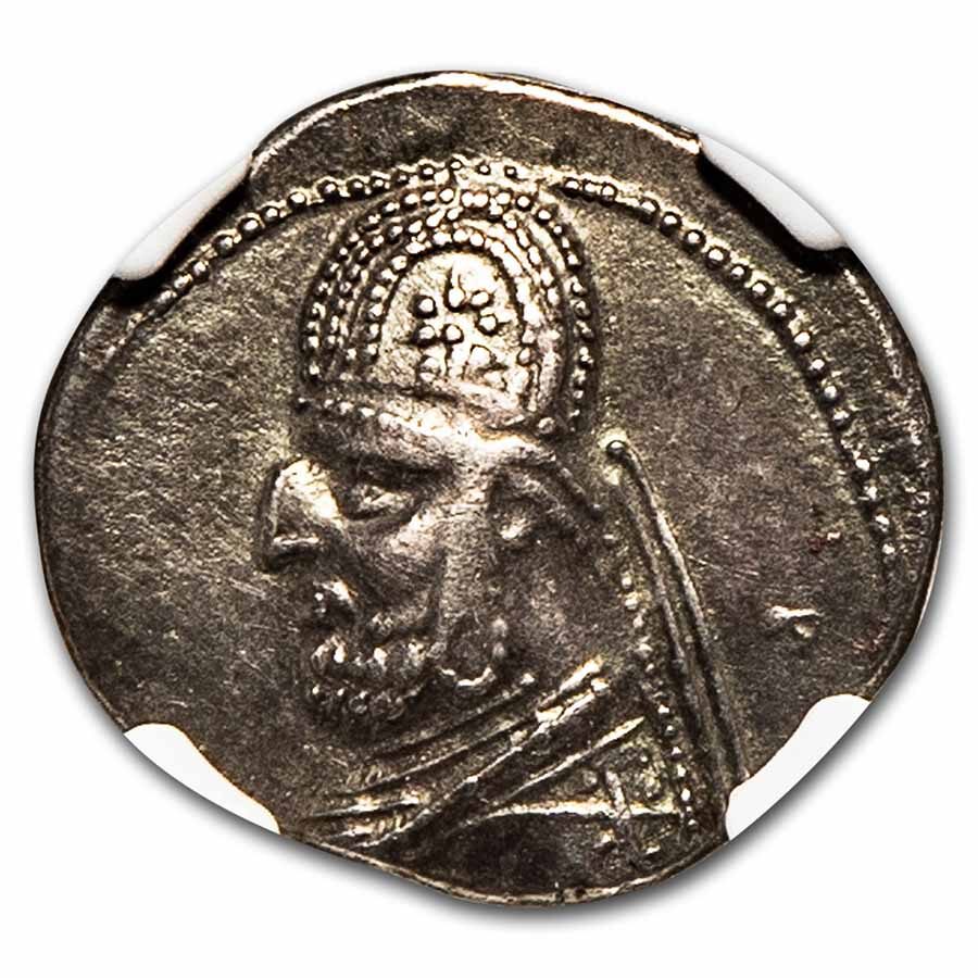 Parthian Empire AR Drachm Mithradates III (87-80 BC) XF NGC