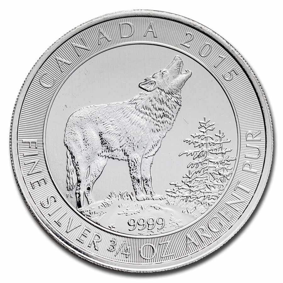 2015 Canada 3/4 oz Silver Grey Wolf BU (spotted)