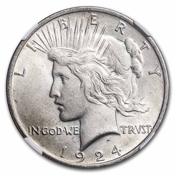 1924 Stage Coach Peace Dollar BU NGC