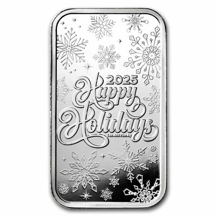 1 oz Silver Colorized Bar - Happy Hanukkah