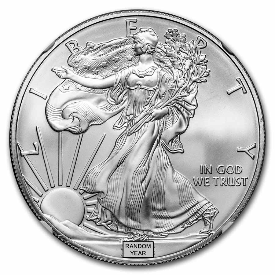 1 oz American Silver Eagle MS-69 NGC (Random Year, ER/FR)