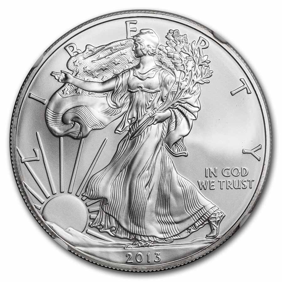 1 oz Silver Eagle MS-69 NGC (Random Year/Signature, ER/FR)