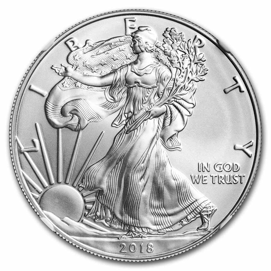 2018 American Silver Eagle MS-70 NGC (FDI, Edmund C. Moy)