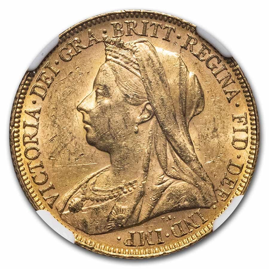1900-M Australia Gold Sovereign Victoria Veil Head MS-61 NGC