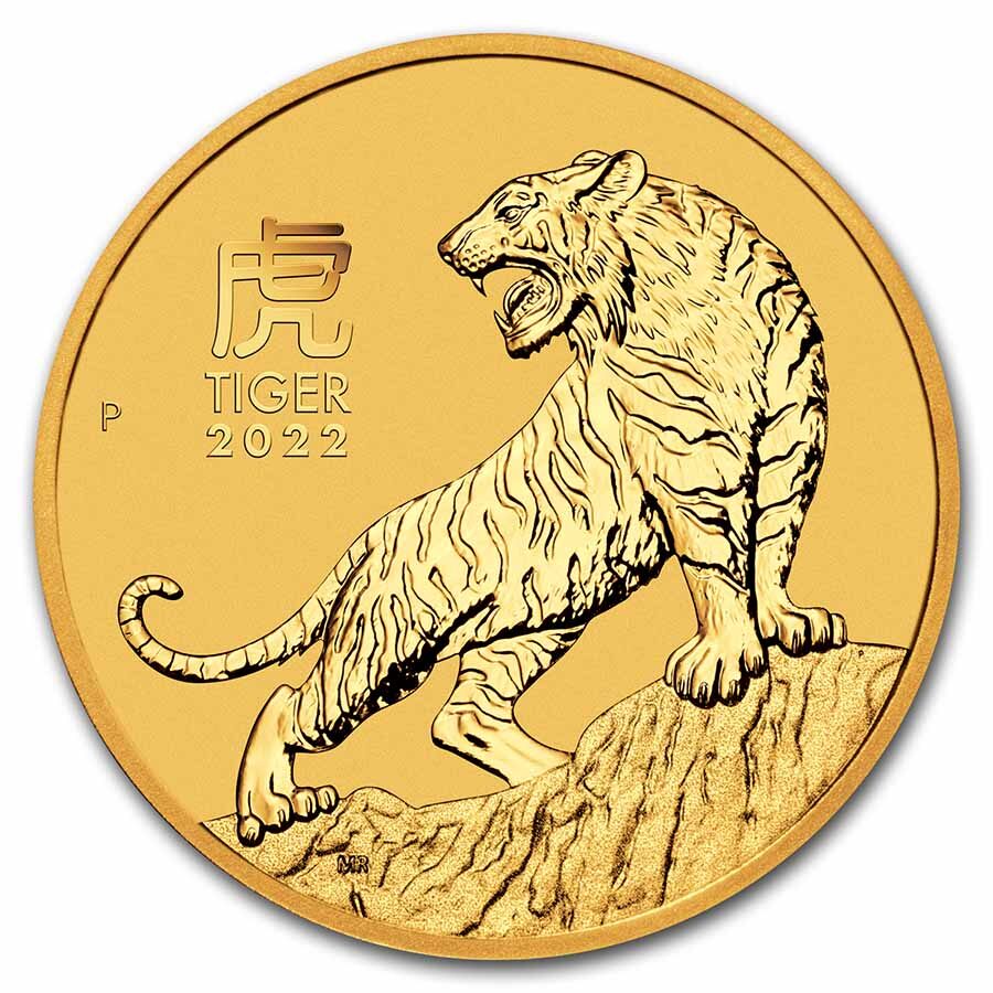 2022 Australia 1 oz Gold Lunar Tiger MS-70 PCGS (FS, Red Label)