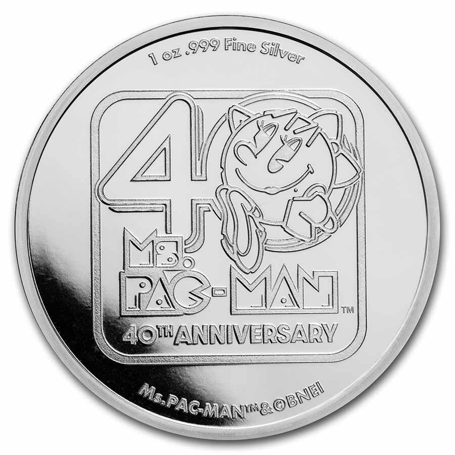 2021 Niue 1 oz Silver $2 Ms.PAC-MAN™ 40th Anniversary Proof