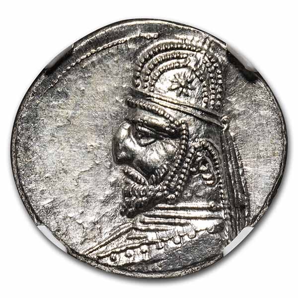 Parthian Empire Silver Drachm Mithradates III (87-80 BC) MS NGC