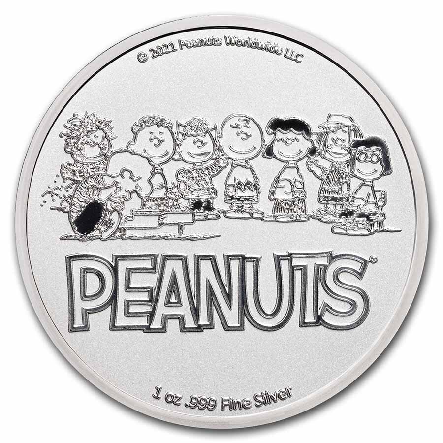 Peanuts® Snoopy & Woodstock Christmas 1 oz Silver Round