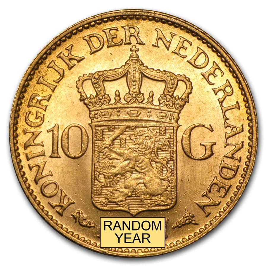 Netherlands Gold 10 Gulden (Random) Avg Circ
