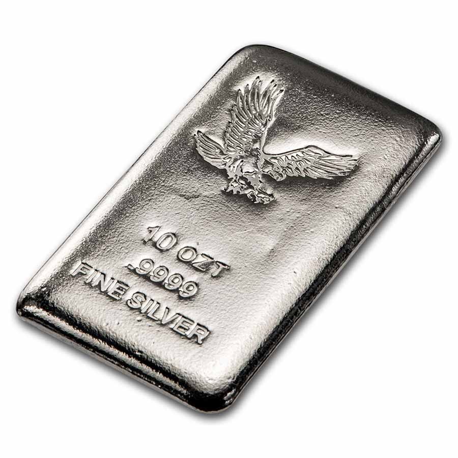 10 oz Silver Bar - American Bald Eagle .9999 Fine