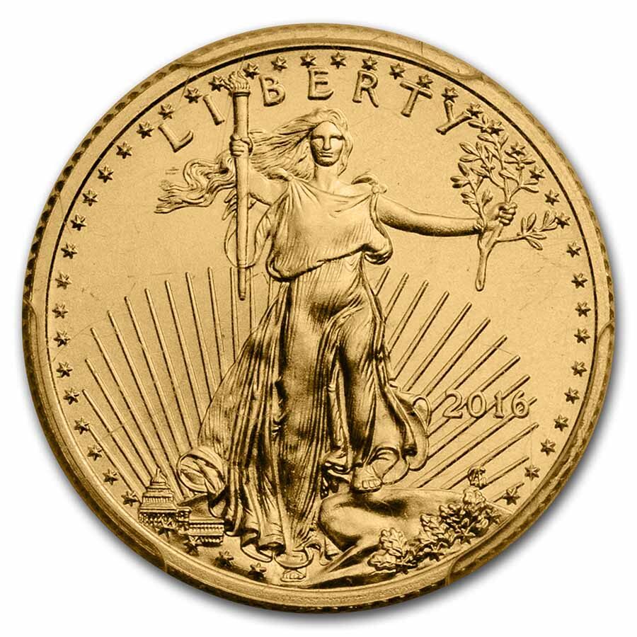2016 1/4 oz American Gold Eagle MS-70 PCGS (Augustus Label)