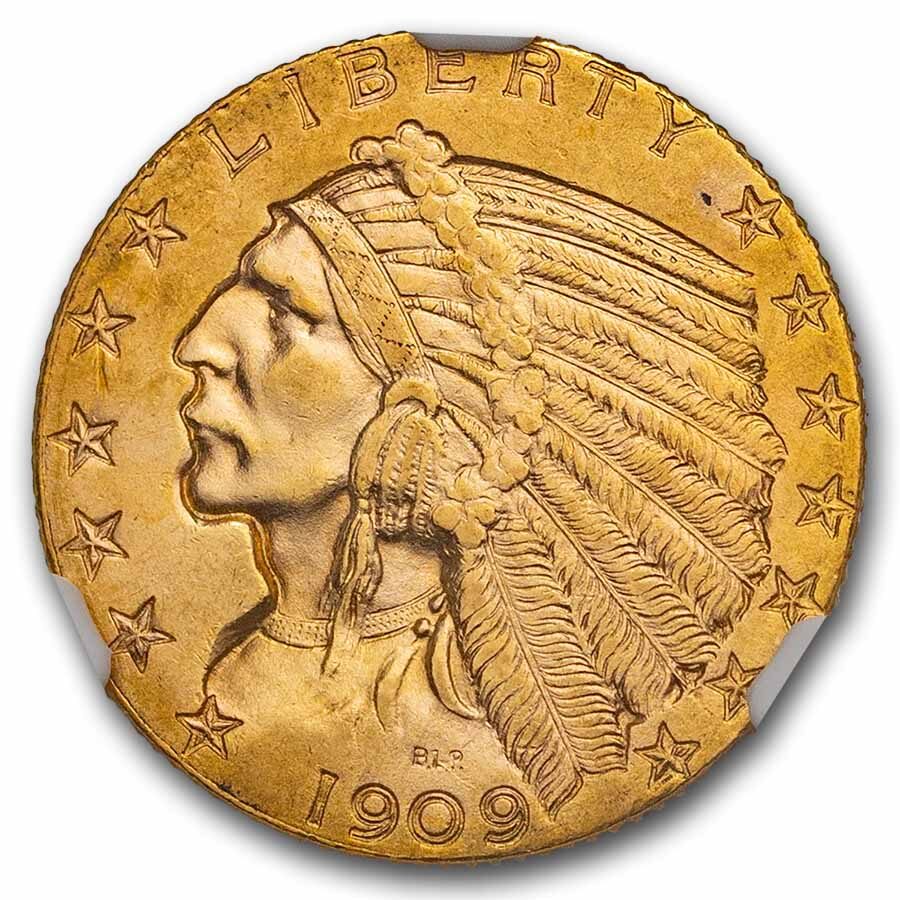 1909 $5 Indian Gold Half Eagle MS-64 NGC
