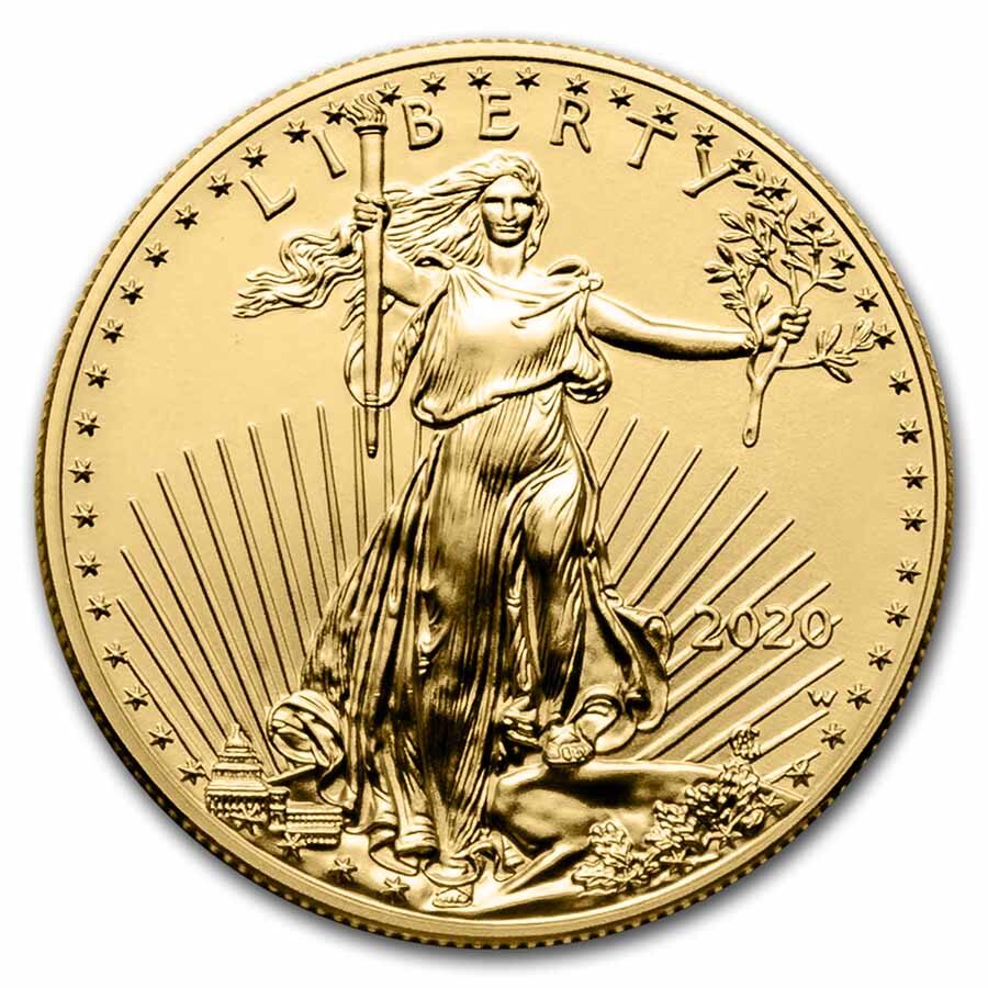 2020-W 1 oz Burnished Gold Eagle (w/Box & COA)