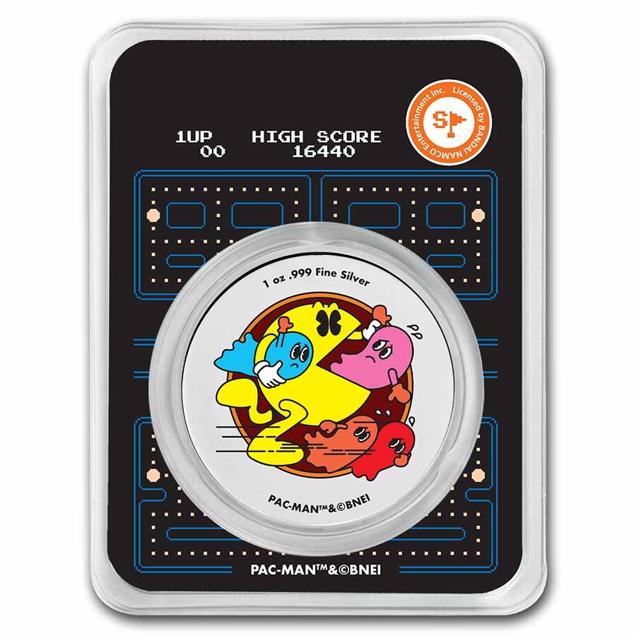 PAC-MAN™ Fever / Amazing Lock-Up 1 oz Colorized Silver Round