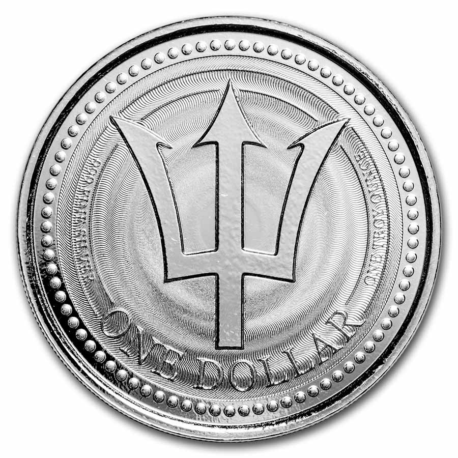 2021 Barbados 1 oz Silver Trident BU