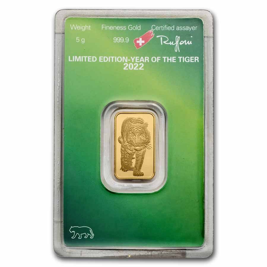 2022 5 gram Gold Bar - Argor-Heraeus Year of the Tiger (Assay)