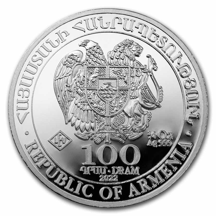 2022 Armenia 1/4 oz Silver 100 Drams Noah’s Ark