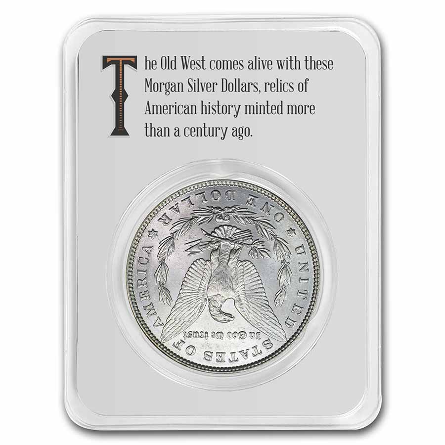 1878-1904 Morgan Silver Dollar Long Horn Card BU