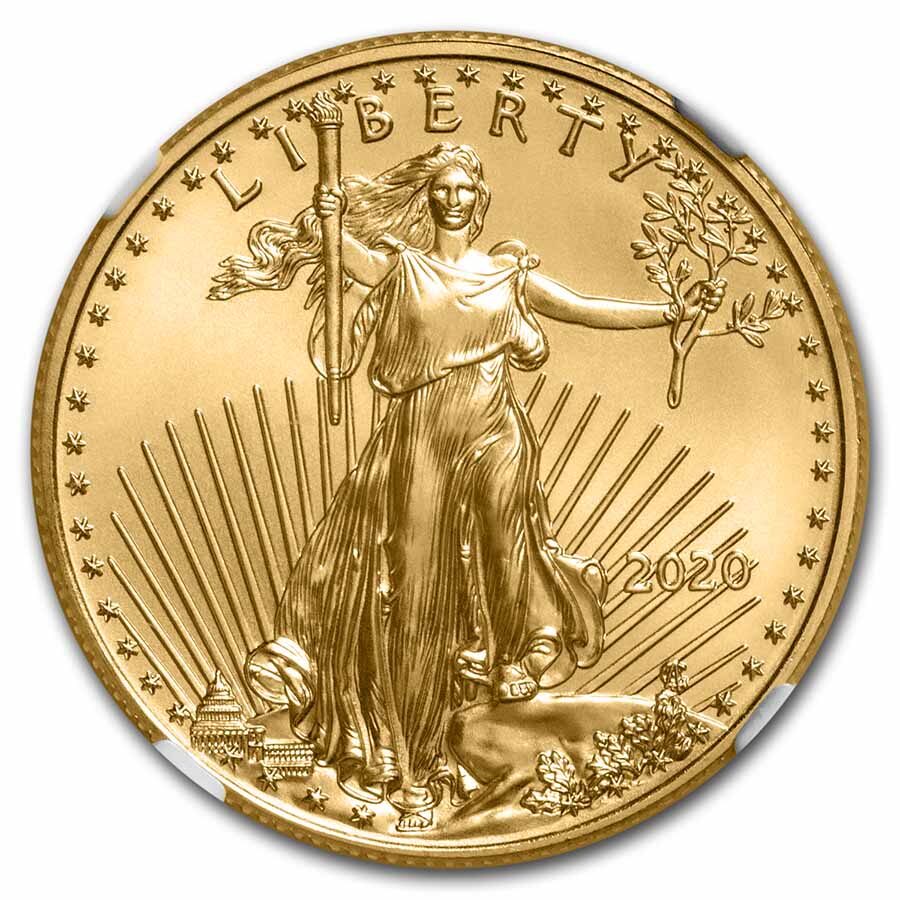 2020 1/2 oz American Gold Eagle MS-70 NGC (FDI, Moy Signed)
