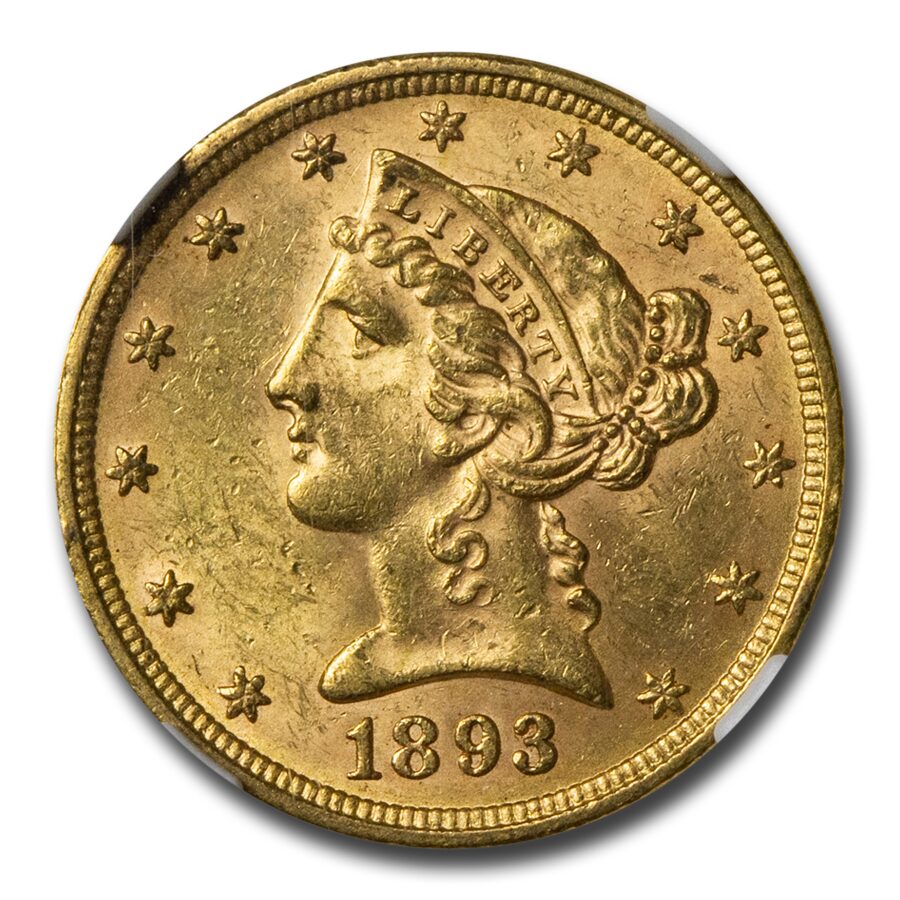 1893 $5 Liberty Gold Half Eagle MS-62 NGC