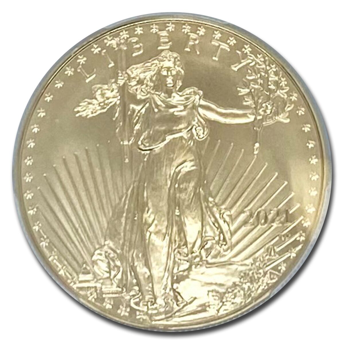 2021-W 1 oz Burnished Gold Eagle Type 2 SP-70 PCGS (First Strike)