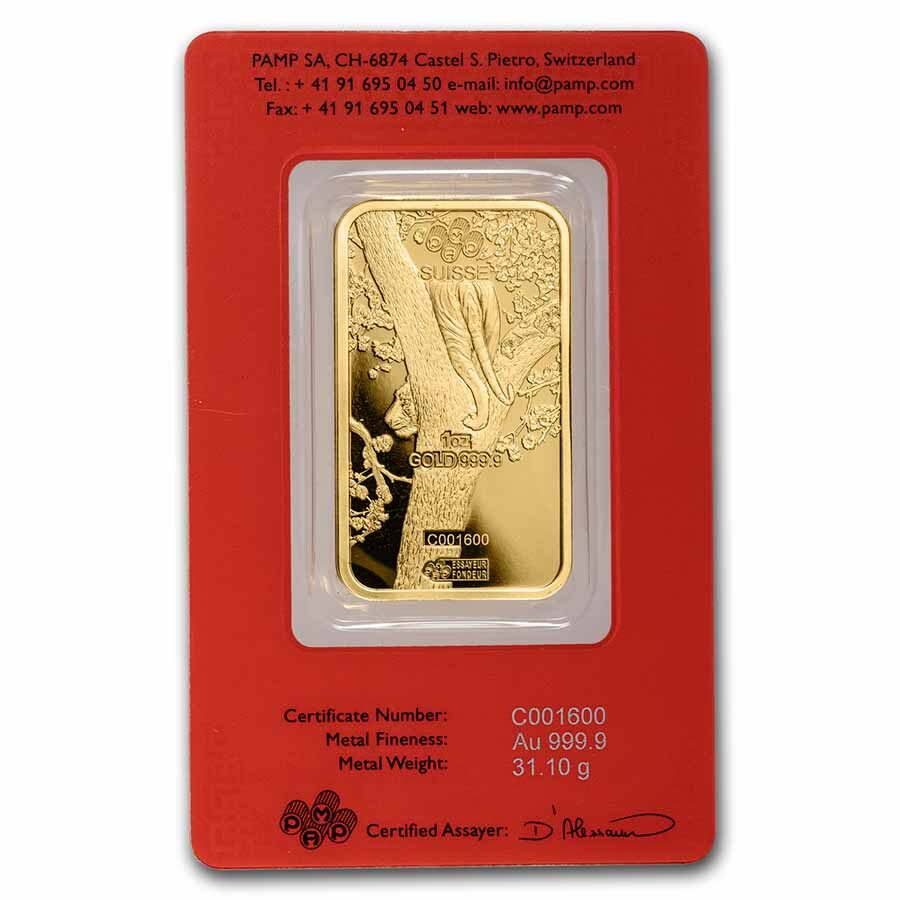 2022 1 oz Gold Bar - PAMP Suisse Year of the Tiger (In Assay)