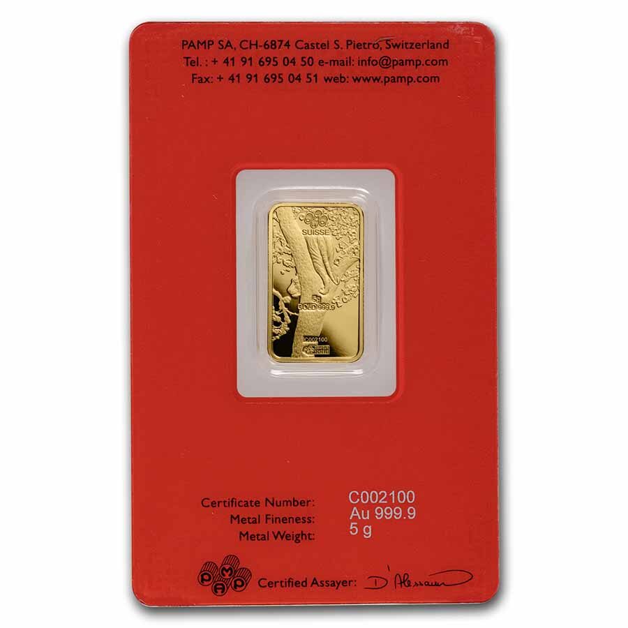 2022 5 gram Gold Bar - PAMP Suisse Year of the Tiger (In Assay)