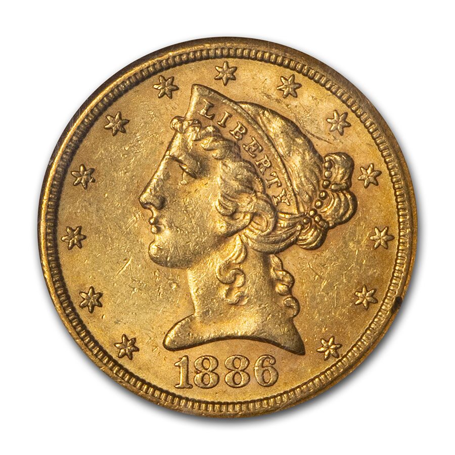 1886-S $5 Liberty Gold Half Eagle MS-61 NGC