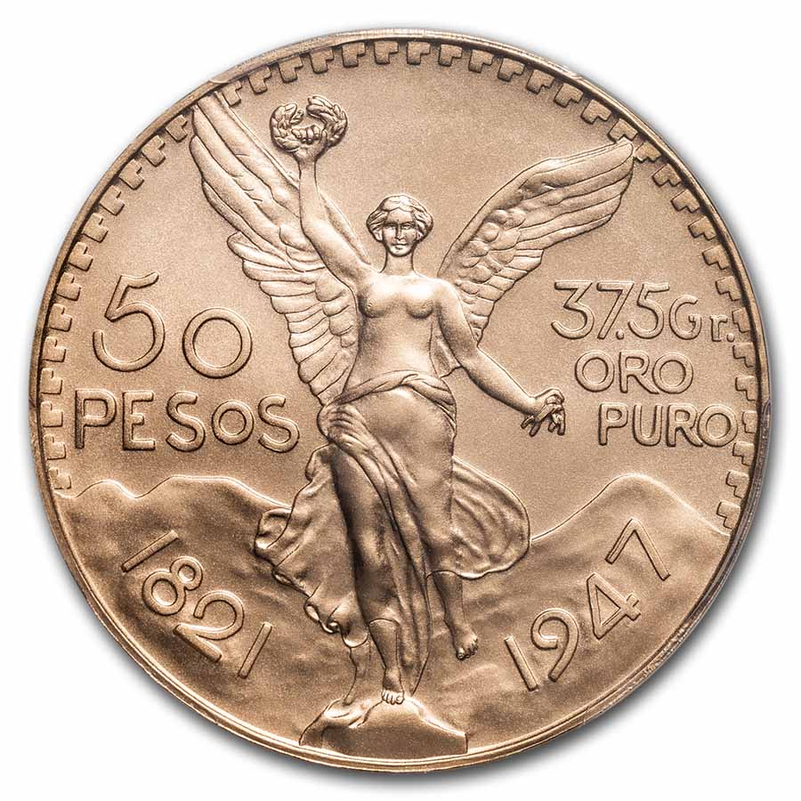 1947 Mexico Gold 50 Pesos MS-70 PCGS (New Die Restrike)