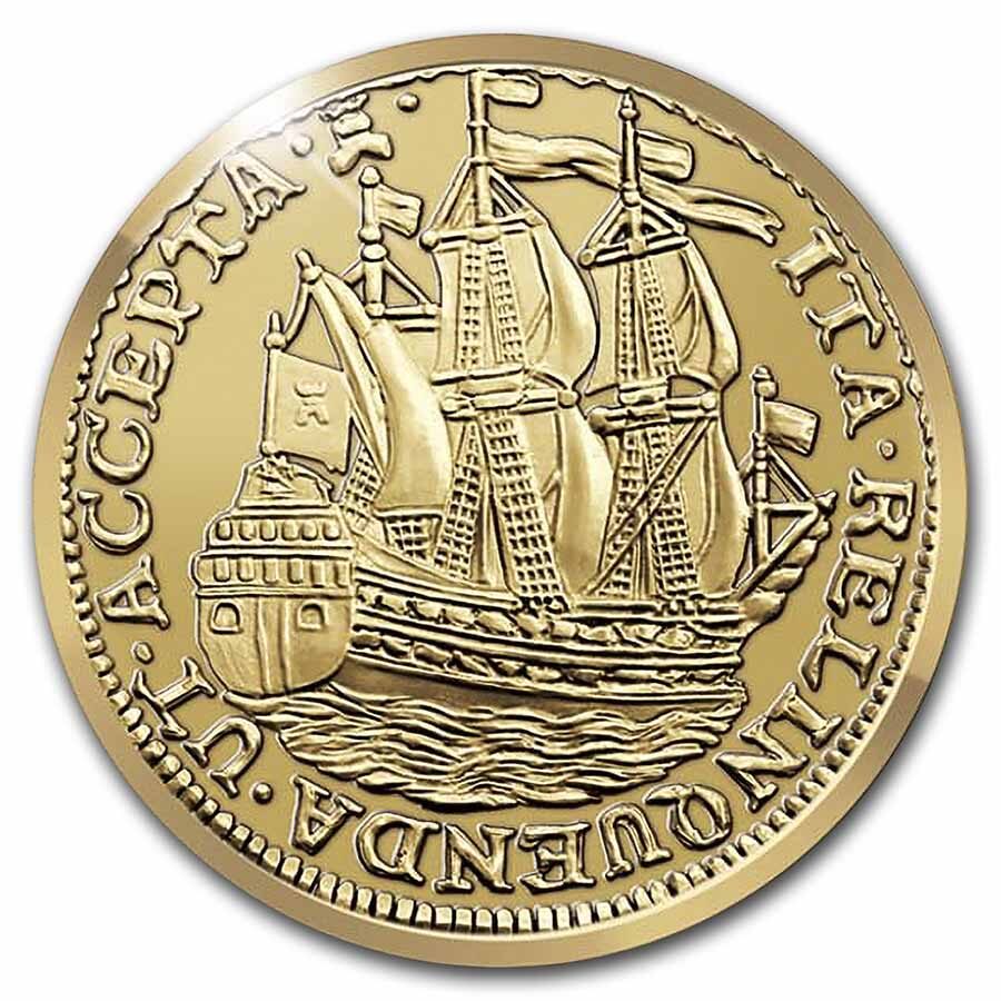 2022 Netherlands Gold Proof Ship Shilling (w/Ceramic Case)
