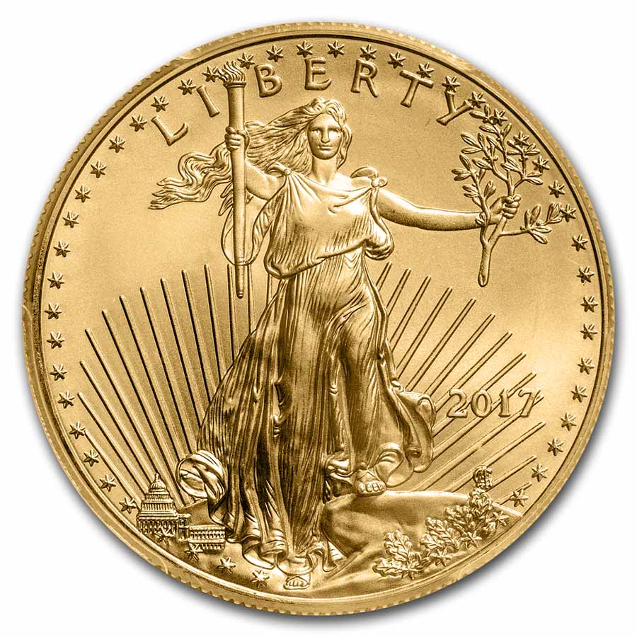 2017 1 oz Gold Eagle MS-70 PCGS (FS, 225th Anniversary Label)