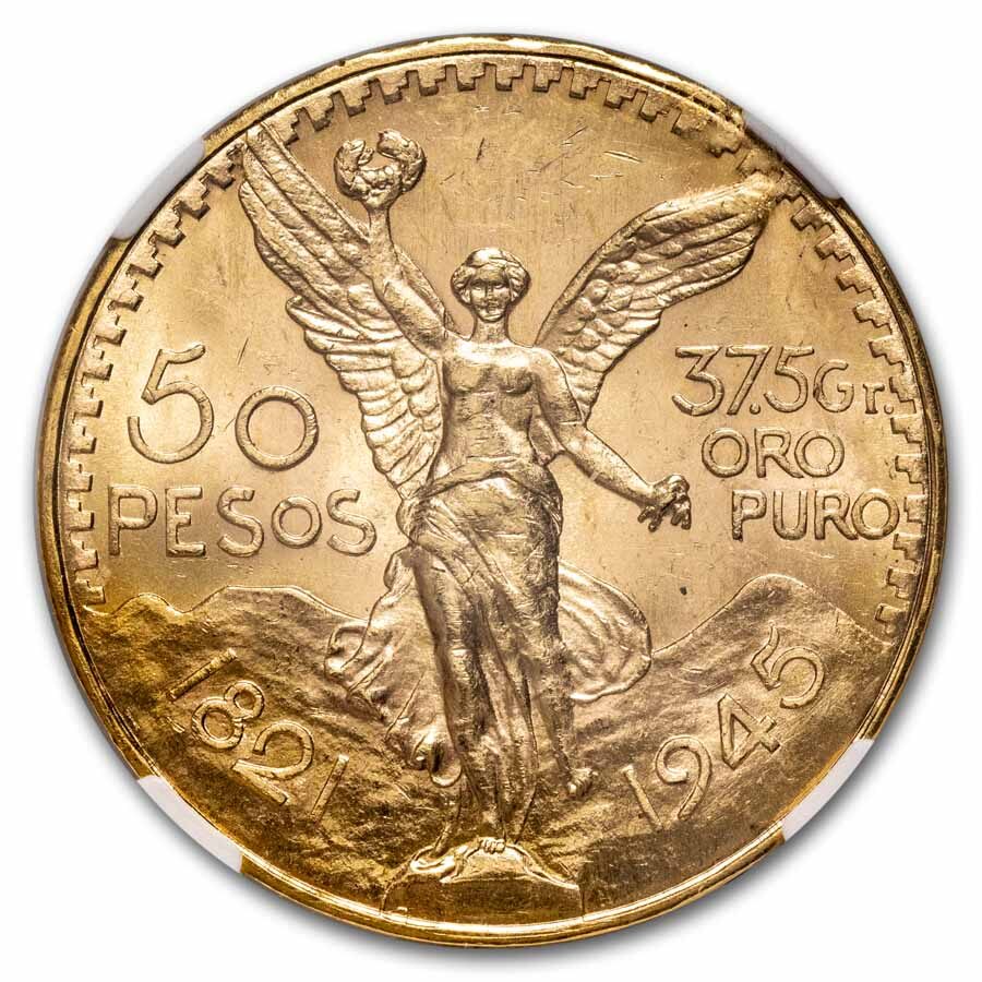 1945 Mexico Gold 50 Pesos MS-63 NGC