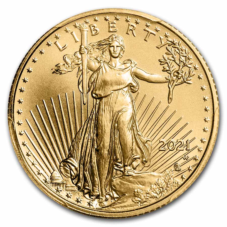 2021-W 1/4 oz Gold Eagle MS-69 PCGS (Unfinished Proof Dies)