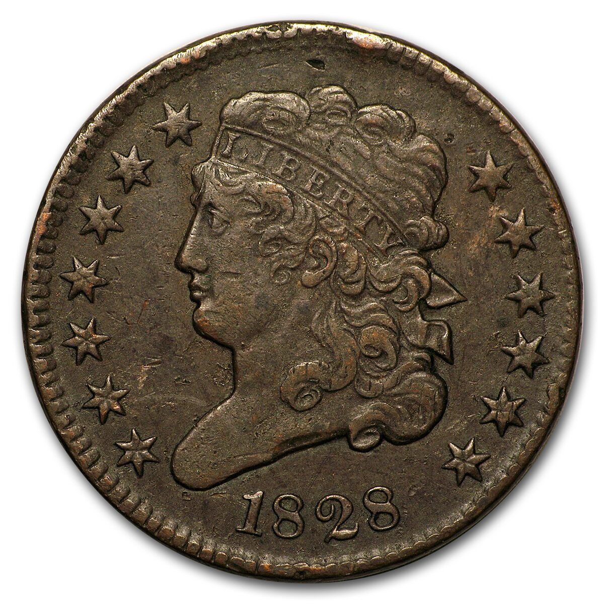 1828 Half Cent 13 Stars XF