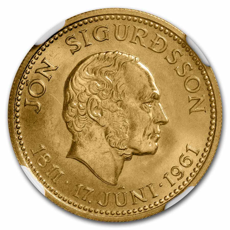 1961 Iceland Gold 500 Kronur Jon Sigurdsson MS-66 NGC