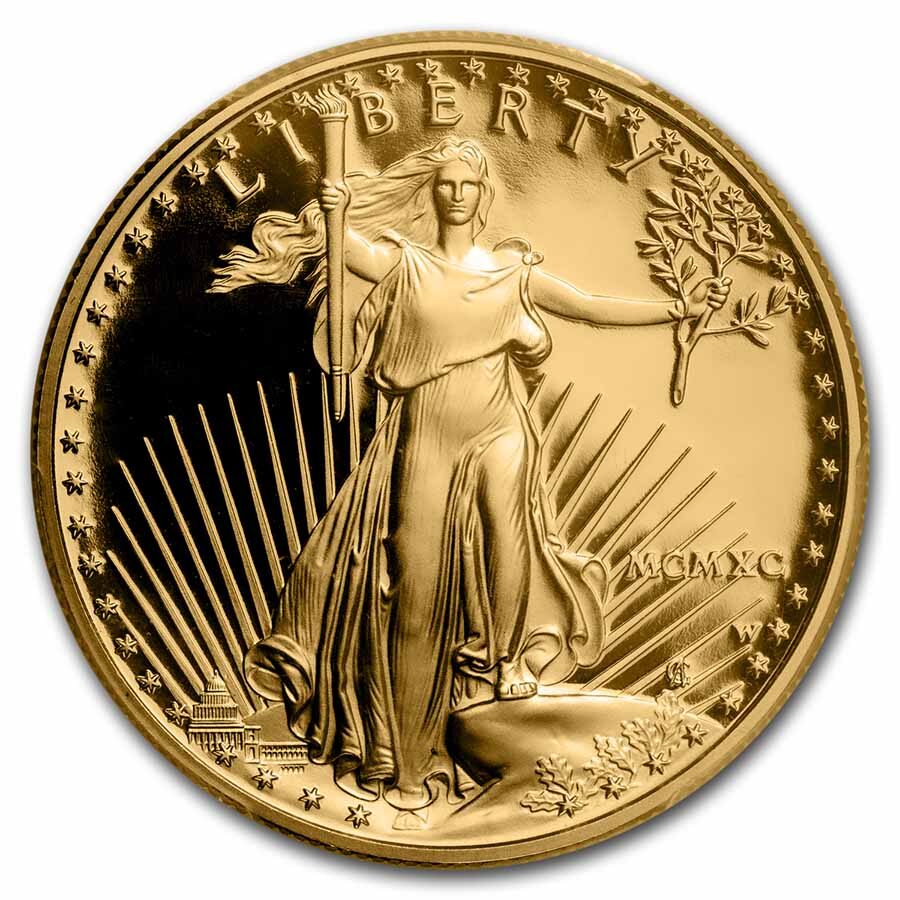 1990-W 1 oz Proof Gold Eagle PR-69 DCAM PCGS (Reagan Signed)