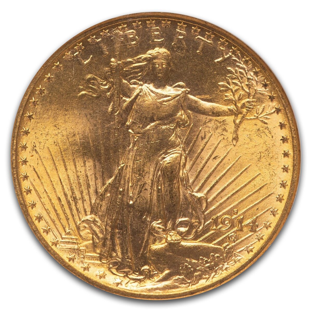 1914-S $20 St Gaudens Gold Double Eagle MS-64 NGC CAC