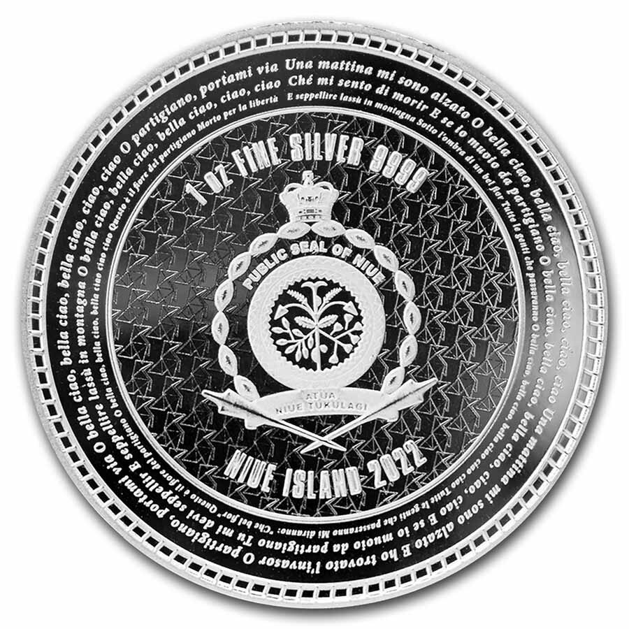 2022 Niue 1 oz Silver $2 Bella Ciao (Prooflike w/ Gift Box)