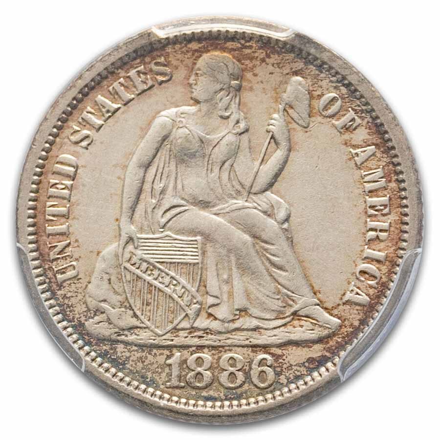 1886 Liberty Seated Dime AU-58 PCGS