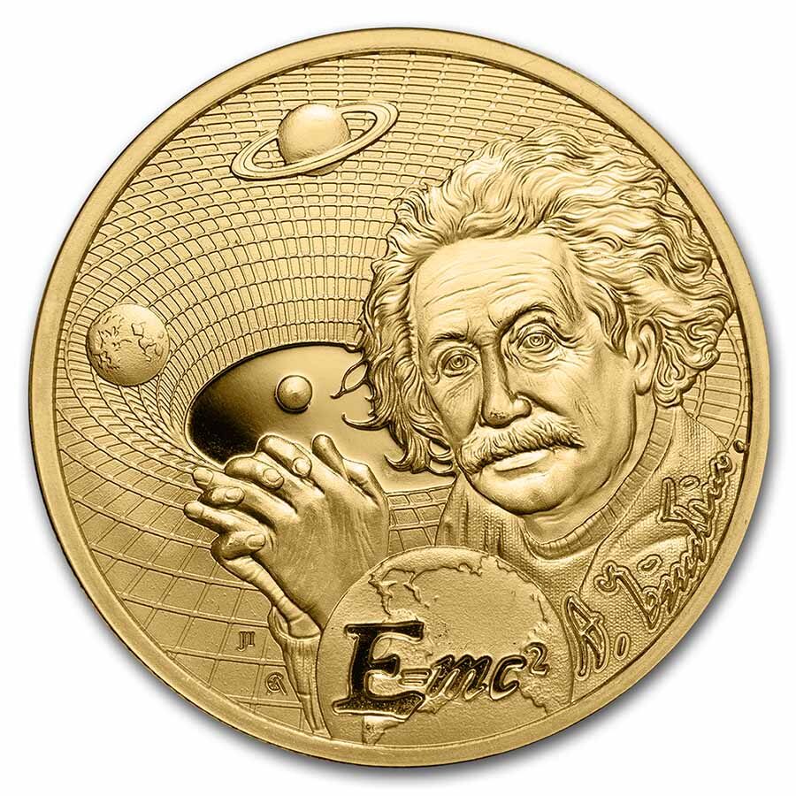 2022 Niue 1 oz Gold Icons: Albert Einstein BU (Signed COA)